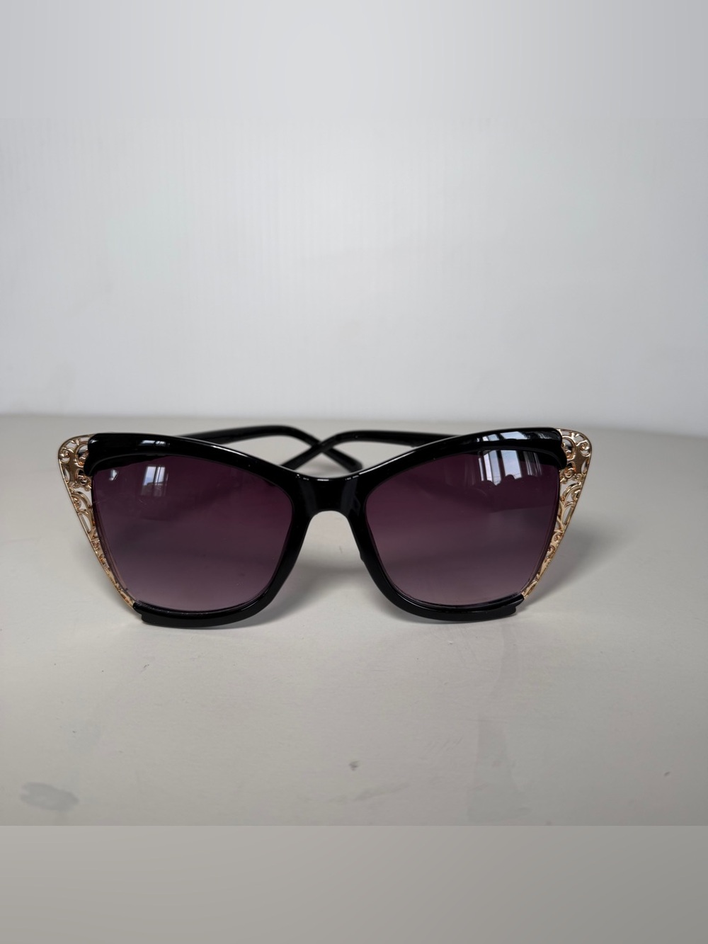Black Sunglasses with Gold Details